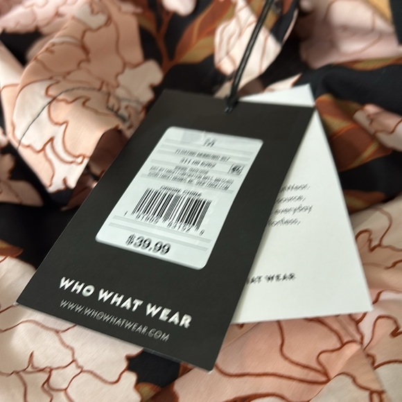 NWT‼️WHO WHAT WHERE Floral Tiered Midi Shirt Dress Short Sleeves Peony size M - Picture 8 of 10